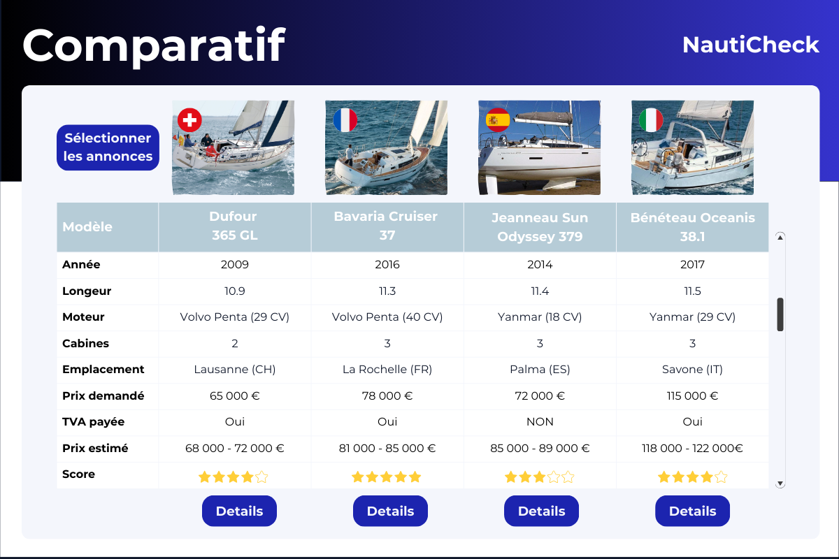 Comparaison multi-bateaux